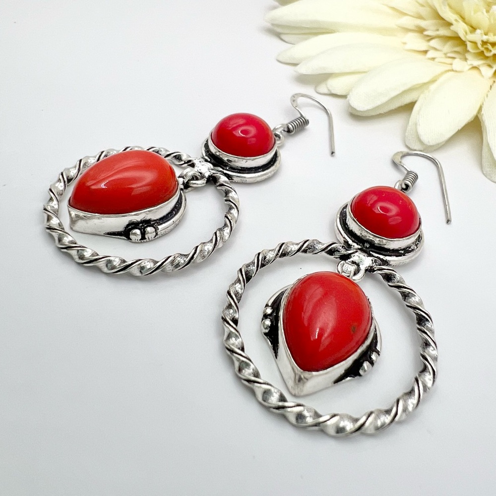 CORAL EARRINGS - Picture 6 of 14